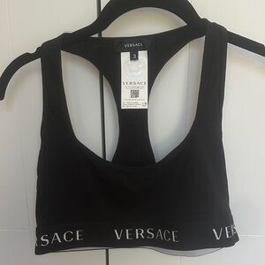 Versace Black Sports Bra with Logo Band